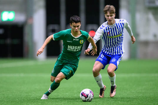 Hammarbys Liam Källman och Odenses Nikolaj Juul Sandberg
