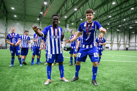 IFK Göteborgs Assolo Mohamed och Lion Beqiri jublar med