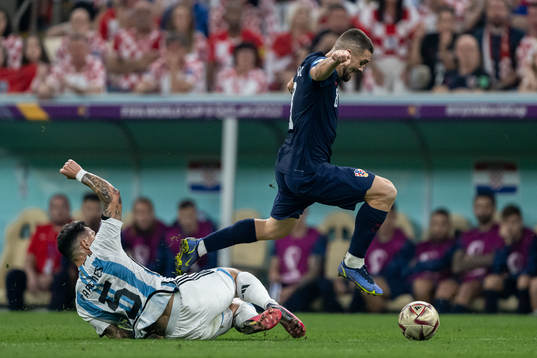 Leandro Paredes of Argentina and Mateo Kovacic of Croatia