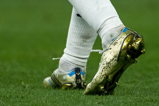 The shoes of Lionel Messi of Argentina