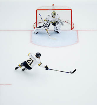 HV71s Mattias Tedenby och målvakten Joni Ortio