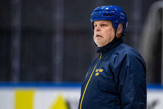 Assistant coach Ulf Hall of Sweden at a practice session