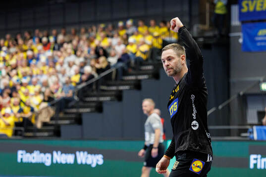 Goalkeeper Andreas Palicka celebrates