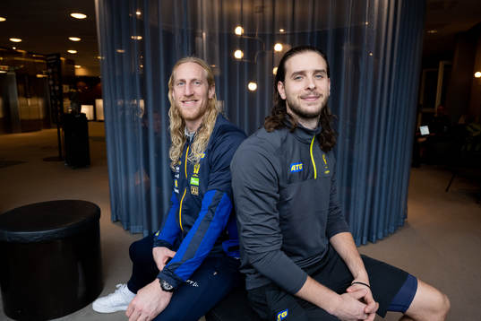 Goalkeeper Mikael Appelgren and Olle Forsell Schefvert at a