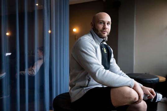 Oscar Bergendahl poses for a portrait at a press event with