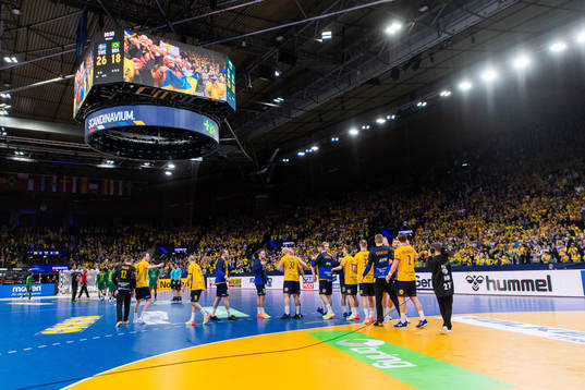 Players of Sweden celebrate