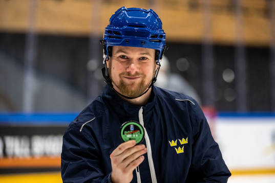 Goaltender coach Johan Ryman of Sweden at a practice session