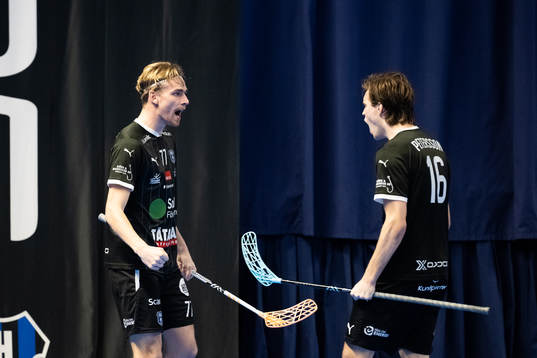 Helsingborgs Linus Malmström och Fredi Petersson jublar
