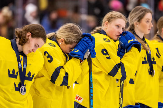 Mira Jungåker and Mira Markström of Sweden looks dejected