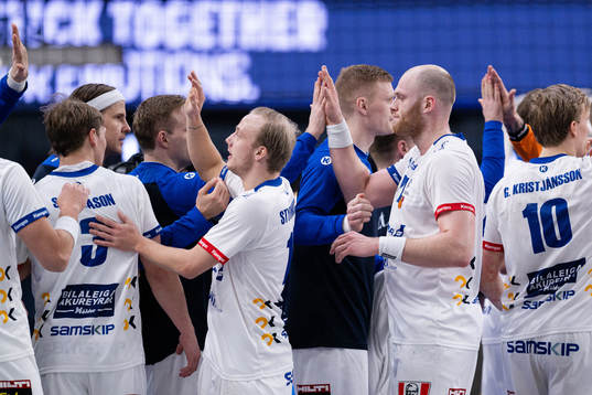 Players of Iceland celebrate