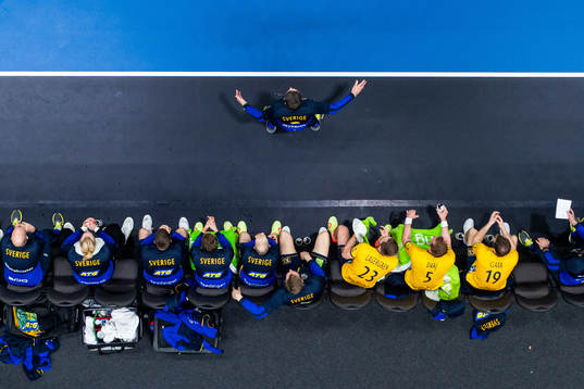 Head coach Glenn Solberg of Sweden in front of the players