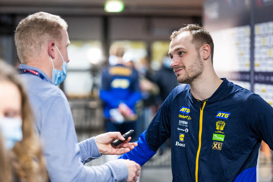 Lukas Sandell of Sweden is interviewed