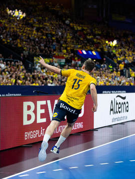 Hampus Wanne of Sweden celebrates scoring a goal