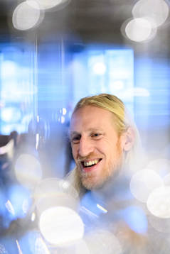 Goalkeeper Mikael Appelgren at a press event with Sweden