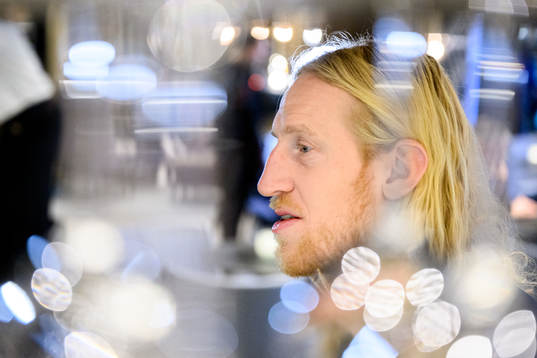 Goalkeeper Mikael Appelgren at a press event with Sweden