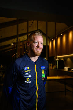 Jim Gottfridsson at a press event with Sweden
