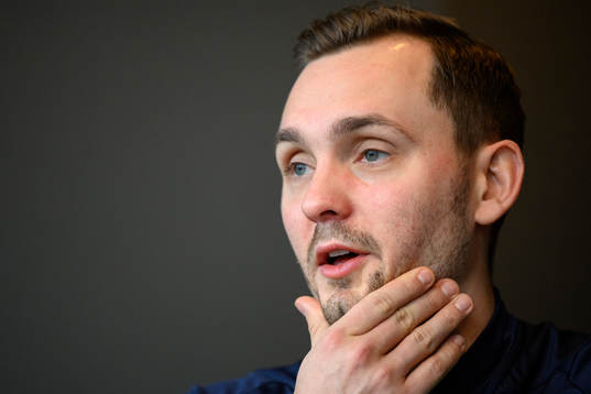 Hampus Wanne at a press event with Sweden