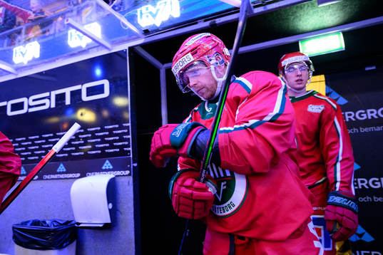 Frölundas Ryan Lasch innan ishockeymatchen i SHL mellan