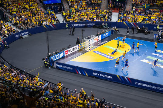 Goalkeeper Andreas Palicka of Sweden celebrates