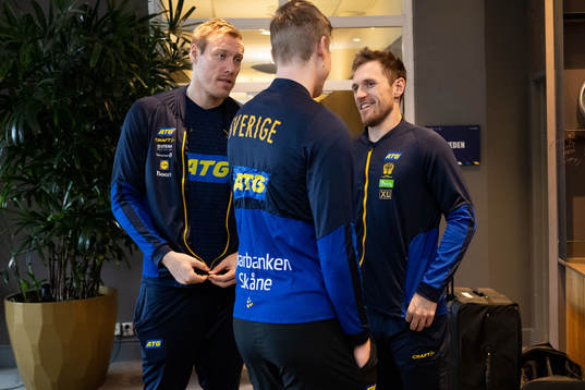 Fredric Pettersson and Albin Lagergren at a press event