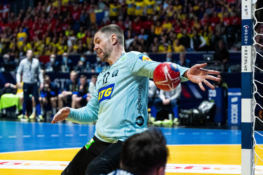 goalkeeper Andreas Palicka of Sweden with a save