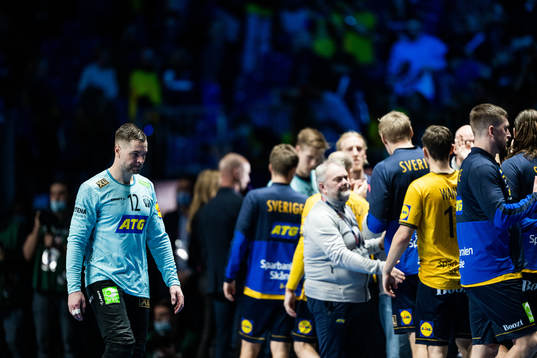 goalkeeper Andreas Palicka of Sweden looks dejected