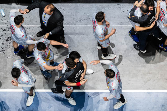 Players of Spain celebrate