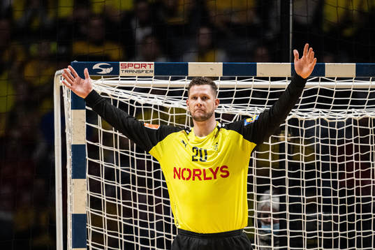 Goalkeeper Kevin Møller of Denmark celebrates