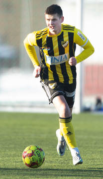 IFK Hässleholms Victor Ahlgren i träningsmatchen mellan