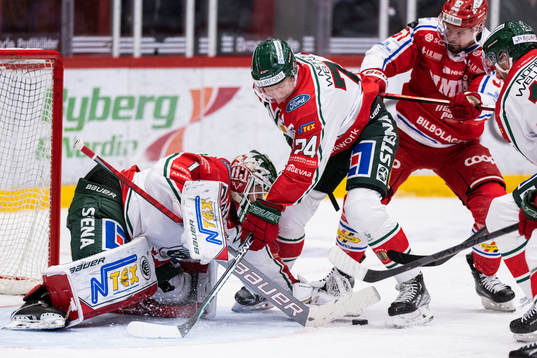 Frölundas målvakt Lars Johansson och Anders Borgman