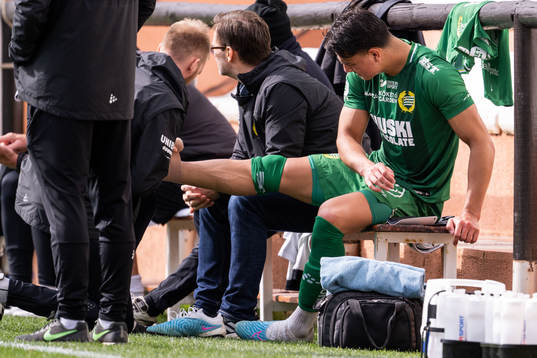 Jusef Erabi of Hammarby recives medical care