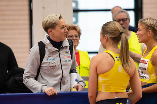 Team captain Kajsa Bergqvist of Sweden