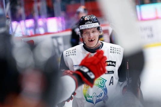 Malmö Redhawks Emil Sylvegård jublar