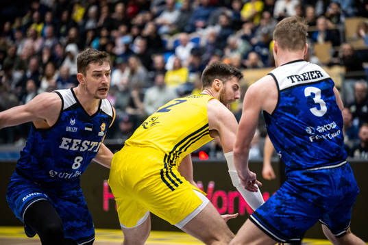 Mihkel Kirves and Kaspar Treier of Estonia against Adam