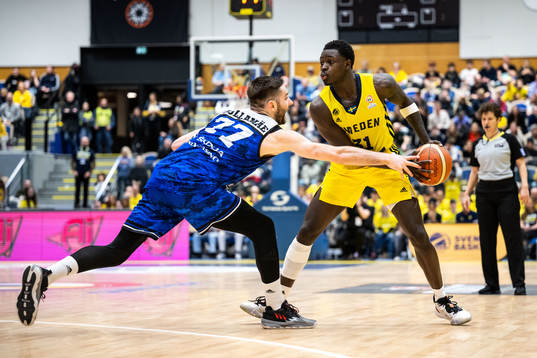 Kristian Kullamae of Estonia and Alagie Barra Njie of Sweden