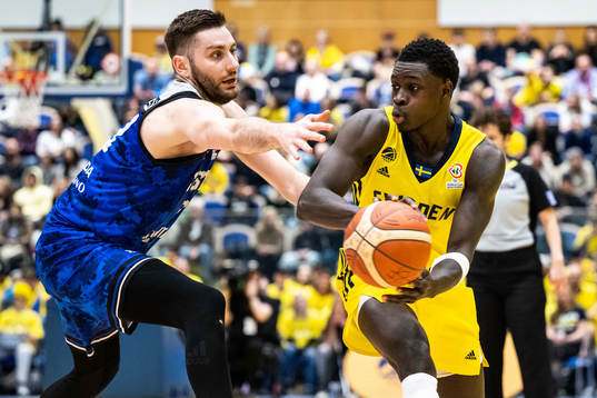 Kristian Kullamae of Estonia and Alagie Barra Njie of Sweden