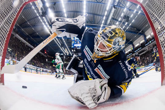 HV71s målvakt Joni Ortio deppar