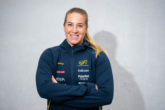 Fanny Roos of the Swedish athletics team poses for a