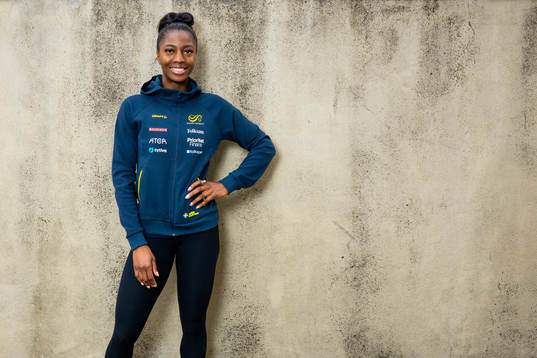 Khaddi Sagnia of the Swedish athletics team poses for a