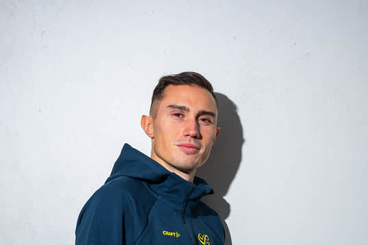 Thobias Montler of the Swedish athletics team poses for a