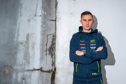 Thobias Montler of the Swedish athletics team poses for a