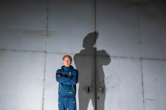 Carl Bengtström of the Swedish athletics team poses for a