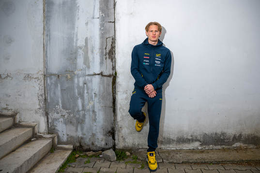 Carl Bengtström of the Swedish athletics team poses for a