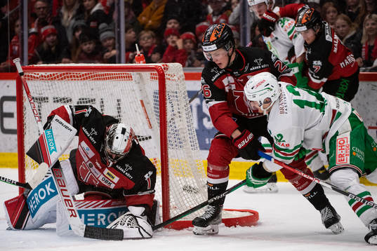 Örebros målvakt Jhonas Enroth, Elias Pettersson och