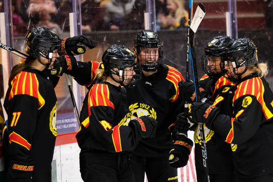Brynäs Anna Meixner jublar med lagkamrater