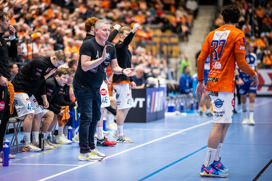 IFK Kristianstads tränare Stian Tönnesen jublar