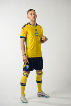 Jesper Karlsson of the Swedish national football team poses