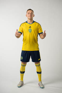 Jesper Karlsson of the Swedish national football team poses