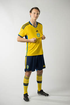 Hjalmar Ekdal of the Swedish national football team poses
