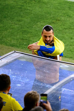 Zlatan Ibrahimovic of Sweden puts